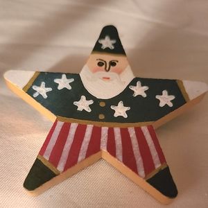 Patriot Uncle Sam wooden Folk Art Pin